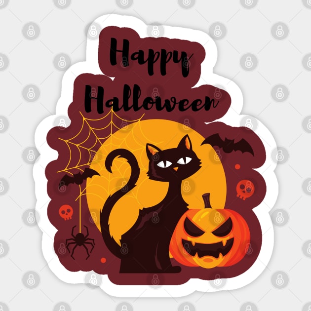 Happy Halloween Cat and friends Sticker by Courtney's Creations